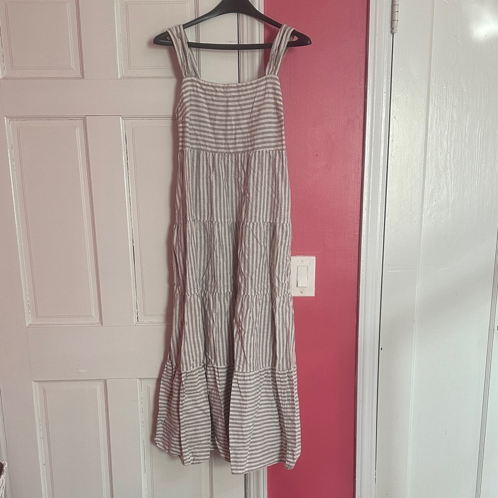 Madewell Grey and White Striped Sundress